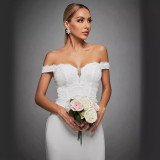 Women Spring Sexy Off-Shoulder High-Slit Chic Wedding Dress