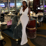 Women Ruched Solid Slim-Fit Cowl Neck Mermaid Maxi Dress