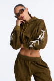 Women Flame Print Snakeskin Sports Two Piece Tracksuit Set