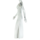 Women Ruched Solid Slim-Fit Cowl Neck Mermaid Maxi Dress