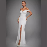 Women Spring Sexy Off-Shoulder High-Slit Chic Wedding Dress