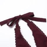 Women Spring Sexy Hollow-Out Halter Neck Bodycon Lace Dress