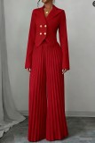Women Fashion Blazer & Pleated Pants Two-Piece Set