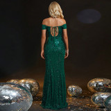 Women Formal Party Chic Off-Shoulder Sexy Mermaid Evening Dress