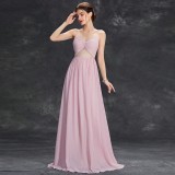 Women Spring Strap Chiffon A-Line Bridesmaid Dress