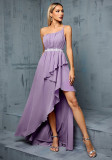 Women Formal Party Purple One-Shoulder High-Low Evening Dress