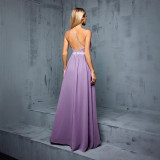 Women Formal Party Purple One-Shoulder High-Low Evening Dress