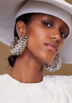 Women Geometric Hoop Earrings with Rhinestones Accessories Women Geometric Hoop Earrings with Rhinestones Accessories