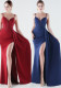 Women satin fishbone lace-up beaded evening dress