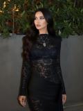 Women Autumn/Winter Sexy Solid Round Neck Lace See-Through Long-Sleeved Bodycon Dress