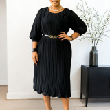 African Women short-sleeved square neck solid ruffle bodycon dress