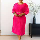 African Women short-sleeved square neck solid ruffle bodycon dress