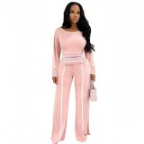 Women solid line design top and pant two-piece set