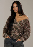 Women Autumn/Winter V-Neck Striped Top Sweater