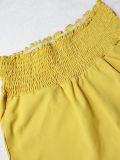 Women lace-up backless top and wide-leg pants two-piece set