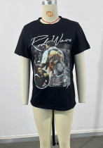 Women Summer Character Short-Sleeved Printed T-Shirt