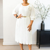 African Women short-sleeved square neck solid ruffle bodycon dress