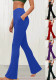 Plus Size Women Basic Pocket Bell Bottom Pants