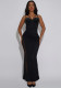 Women's Party Chic Sexy Strap Slim Fit Black Mermaid Maxi Evening Dress