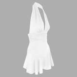 Women's Sexy Deep V Halter Neck Slim Fit Mini Dress