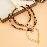 Women's Accessories Irregular Heart Print Leopard Choker Necklace