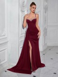 Women's Luxury Beaded Rhinestone Lace-Up Elegant Evening Gown（Processing time need 3-6 days）