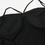 Women's Party Chic Sexy Strap Slim Fit Black Mermaid Maxi Evening Dress
