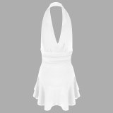 Women's Sexy Deep V Halter Neck Slim Fit Mini Dress