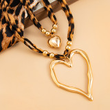 Women's Accessories Irregular Heart Print Leopard Choker Necklace
