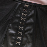 Women's Black See-Through Mesh Bra High-Waist Butt Lift Three-Piece Lingerie Set