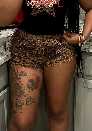 Autumn Women's Trendy Printed Fringe Leopard Shorts