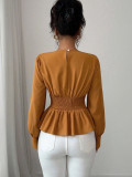 Women's Fashion Slim Waist Long Sleeve Blouse