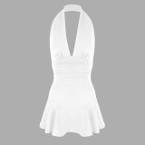 Women's Sexy Deep V Halter Neck Slim Fit Mini Dress