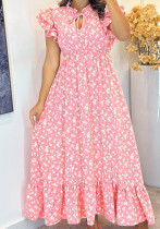 Spring/Summer Women's Butterfly Sleeve Floral Holiday Maxi Dress