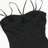 Women's Party Chic Sexy Strap Slim Fit Black Mermaid Maxi Evening Dress