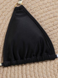 Women's Swimwear Colorblock Triangle Cup Lace-Up Sexy Bikini Two-Piece Set