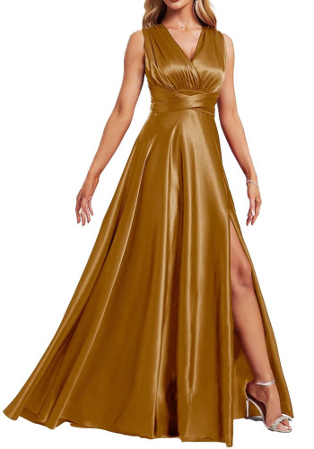 Women's Formal Party Green Chic High Slit Slim Fit Floor-Length Evening Gown（Processing time need 3-6 days）