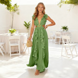 Spring Women's Elegant Printed Deep V Open Waist Sexy Dress（Processing time need 3-6 days）