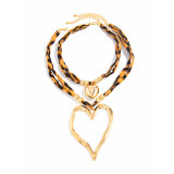 Women's Accessories Irregular Heart Print Leopard Choker Necklace