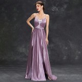 Women's Chic Strap Low Back Long Sequin Evening Gown（Processing time need 3-6 days）