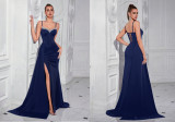 Women's Luxury Beaded Rhinestone Lace-Up Elegant Evening Gown（Processing time need 3-6 days）