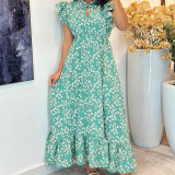 Spring/Summer Women's Butterfly Sleeve Floral Holiday Maxi Dress