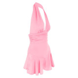 Women's Sexy Deep V Halter Neck Slim Fit Mini Dress