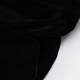 Women's Fashion Strapless Velvet Colorblock Bow Patchwork Slim Waist Puffy Dress