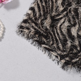Autumn Women's Trendy Printed Fringe Leopard Shorts