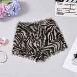 Autumn Women's Trendy Printed Fringe Leopard Shorts