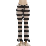 Autumn/Winter Women's Street Style Striped Colorblock Knit Slim Fit Pants