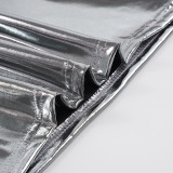 Women's Fashion Shiny Slash Shoulder Sleeveless Bodycon Mini Dress