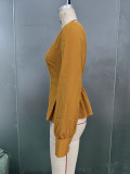 Women's Fashion Slim Waist Long Sleeve Blouse