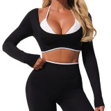 Women's Activewear High Stretch Colorblock Long Sleeve Running Yoga Top